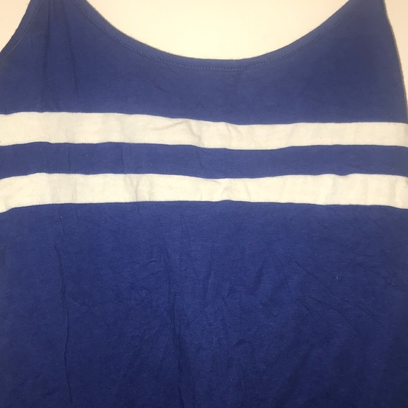 Crop Top Blue with White Stripes, Spaghetti Straps - Picture 2 of 2
